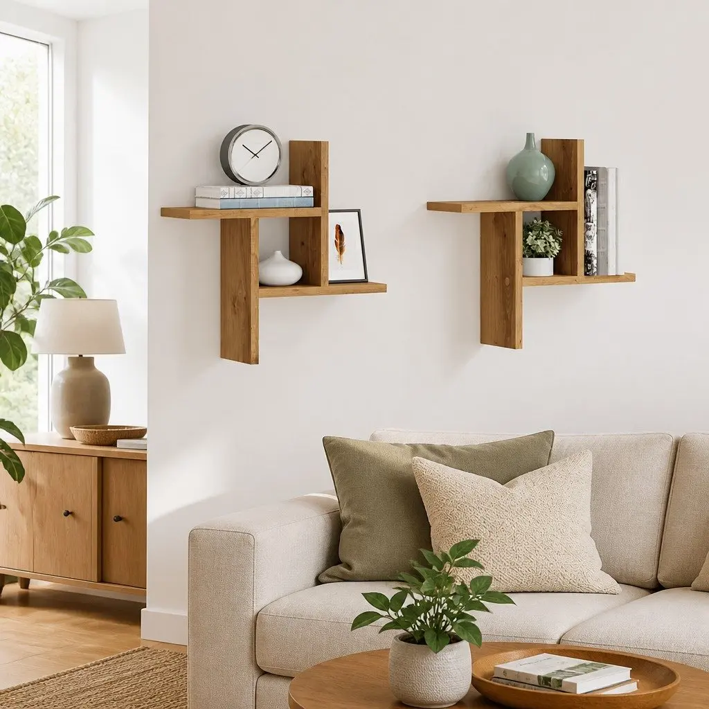 Wall Shelves Brown Floating Storage Display 38x12x38 cm Engineered Wood 2 Piece