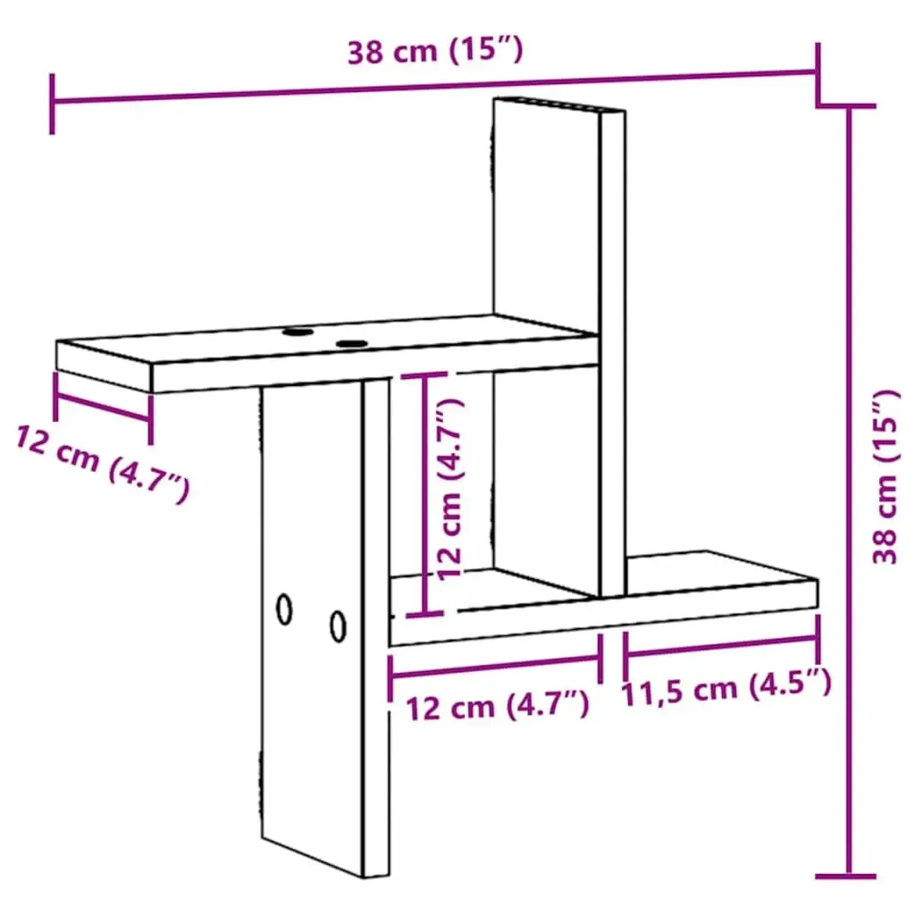 Wall Shelves Brown Floating Storage Display 38x12x38 cm Engineered Wood 2 Piece