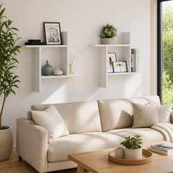 Floating Wall Shelves 2 pc White 50x12x50 cm Storage