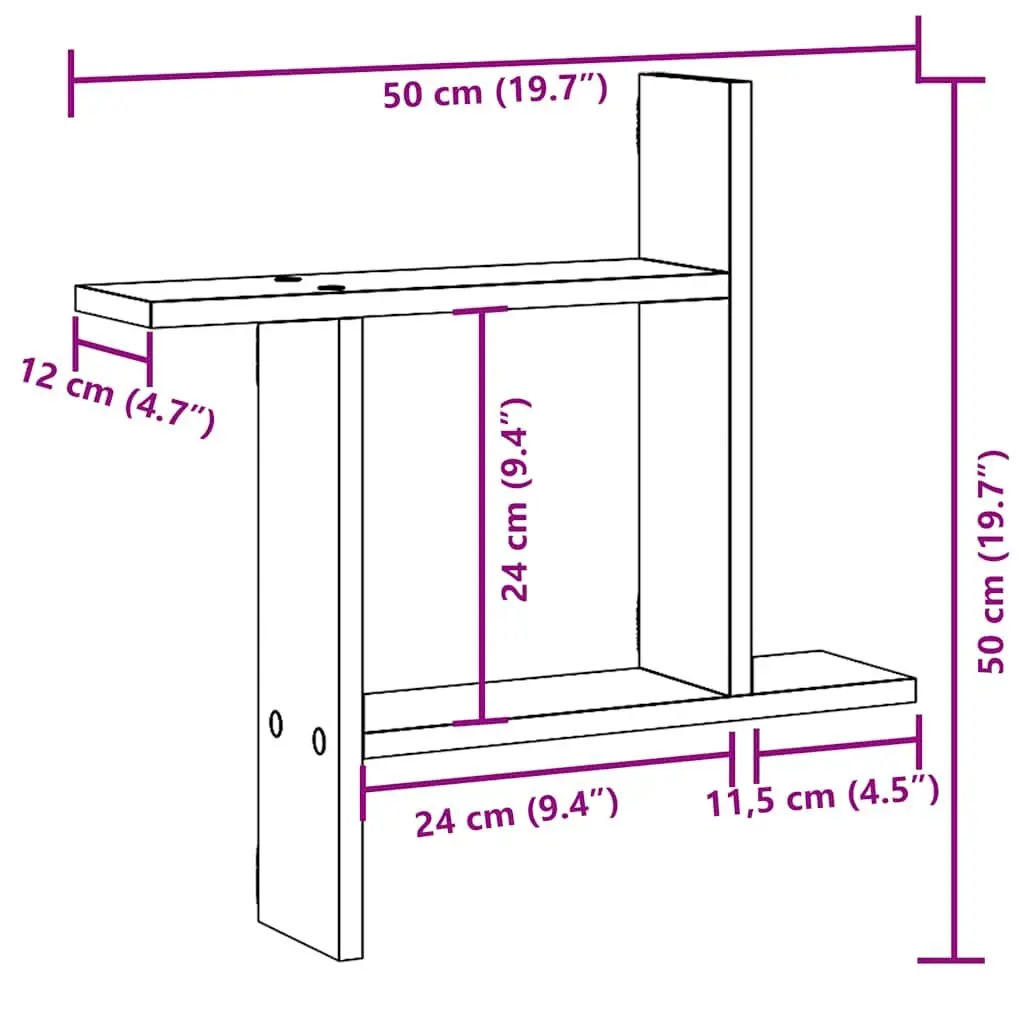 Wall Shelves White 50x12x50 cm Engineered Wood Floating Storage Display Organiser 2 Piece