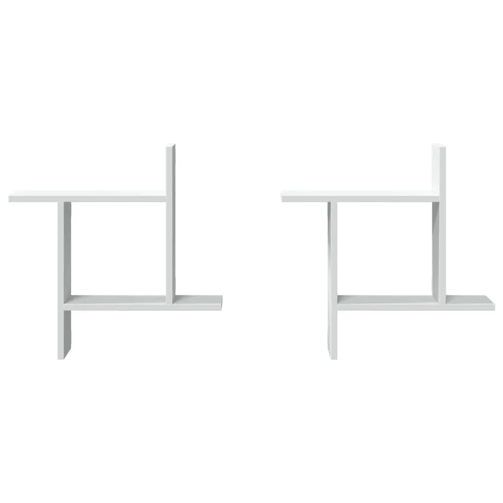 Wall Shelves White 50x12x50 cm Engineered Wood Floating Storage Display Organiser 2 Piece