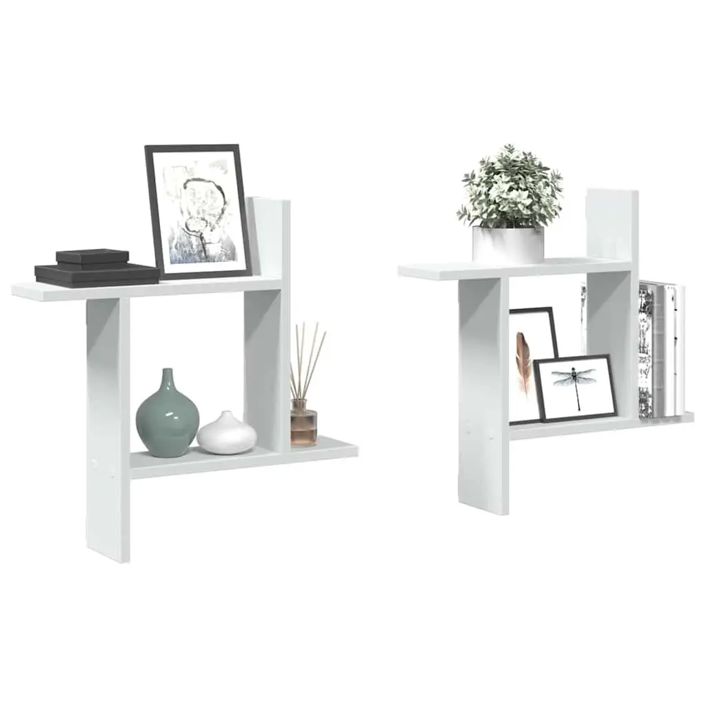 Wall Shelves White 50x12x50 cm Engineered Wood Floating Storage Display Organiser 2 Piece