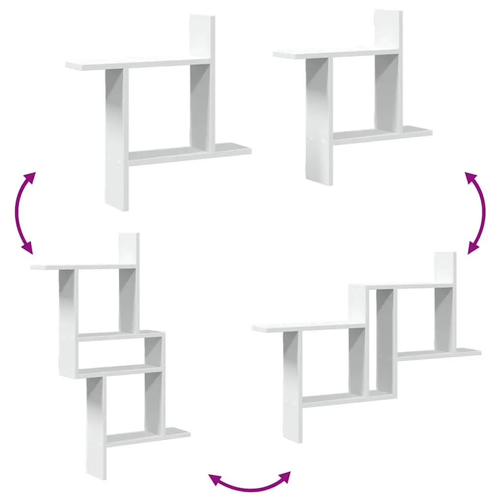 Wall Shelves White 50x12x50 cm Engineered Wood Floating Storage Display Organiser 2 Piece