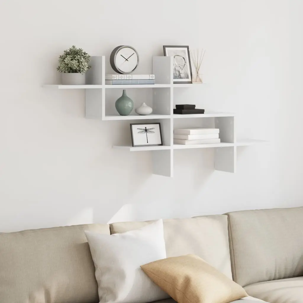 Wall Shelf White Floating Storage Display Shelving Unit Engineered Wood 1245 x 180 x 605 cm
