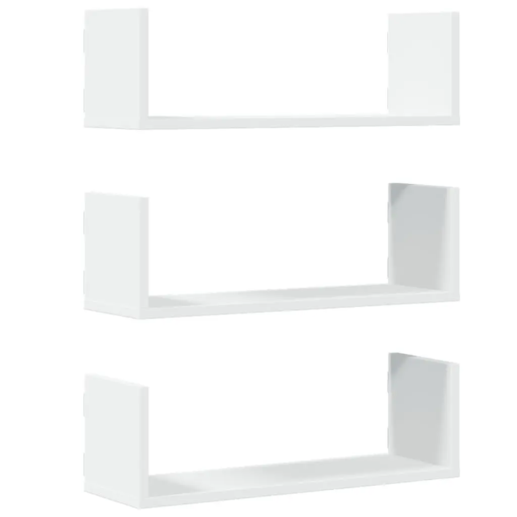 Wall Shelves Floating White 58x18x18 cm Engineered Wood Storage Display 3 Piece