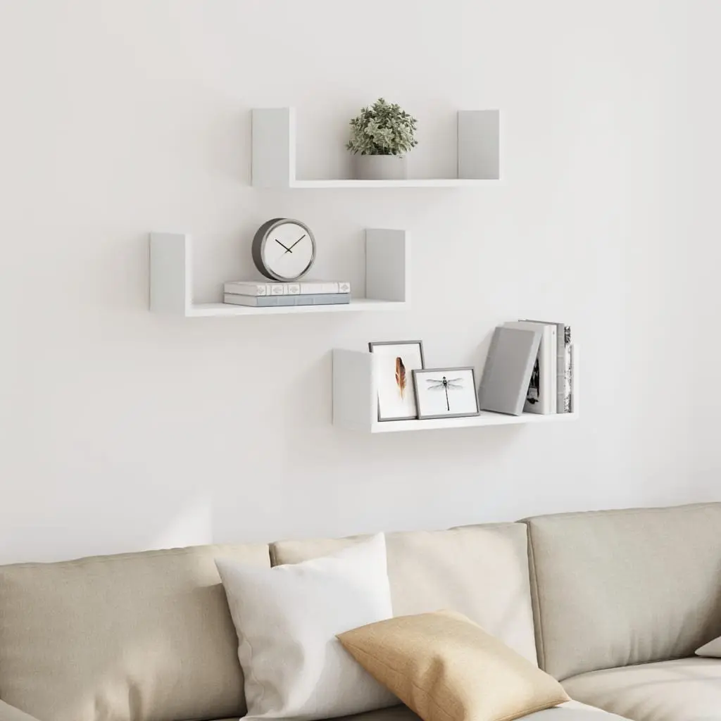 Wall Shelves Floating White 58x18x18 cm Engineered Wood Storage Display 3 Piece