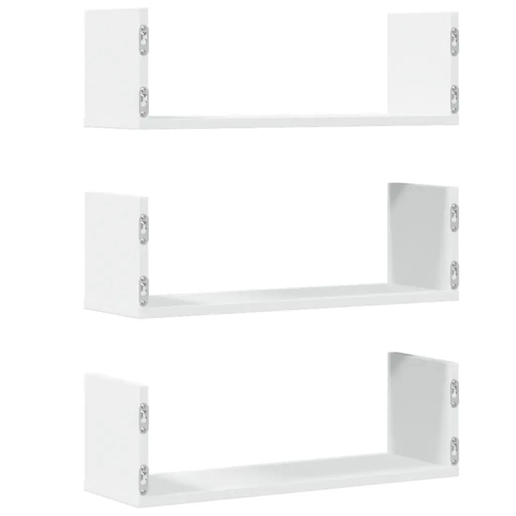 Wall Shelves Floating White 58x18x18 cm Engineered Wood Storage Display 3 Piece