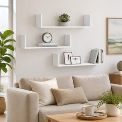 White Floating Wall Shelves Set of 3 – 80x18x18 cm