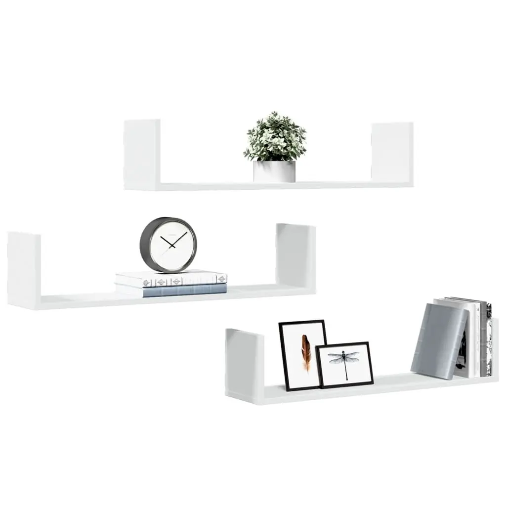 Wall Shelves White 80x18x18 cm Engineered Wood 3 Pieces Floating Storage Display Organiser