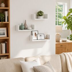 3-Piece Floating Wall Shelf Set in White