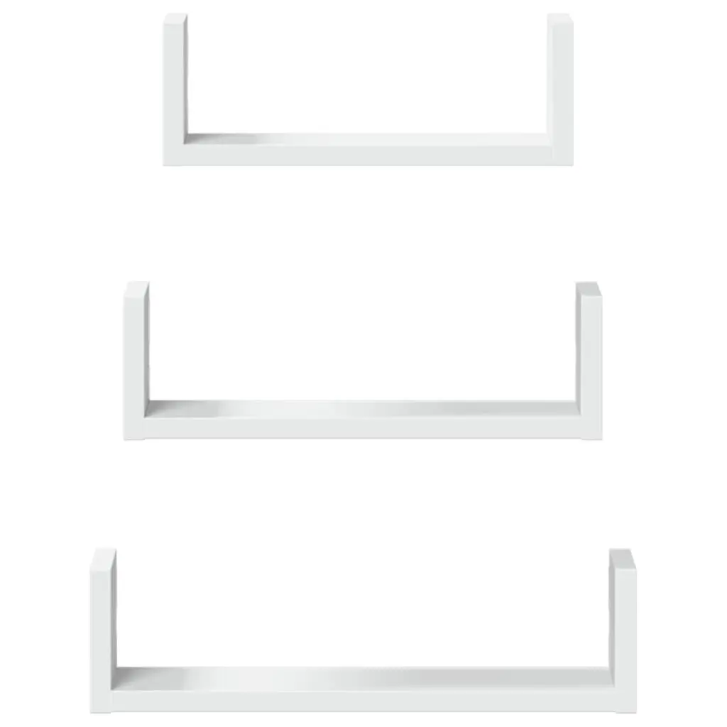 Wall Shelf White Floating 3 Piece Engineered Wood Storage Shelves for Bedroom Living Room