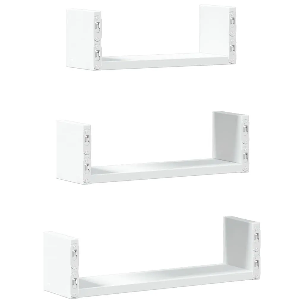 Wall Shelf White Floating 3 Piece Engineered Wood Storage Shelves for Bedroom Living Room