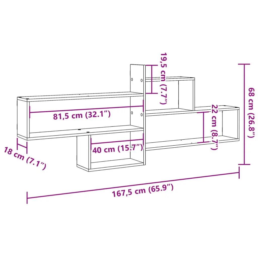 Wall Shelf White Floating Display Storage Organizer Engineered Wood