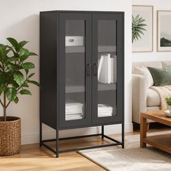 Elegant Black Highboard Storage Cabinet for Dining Rooms