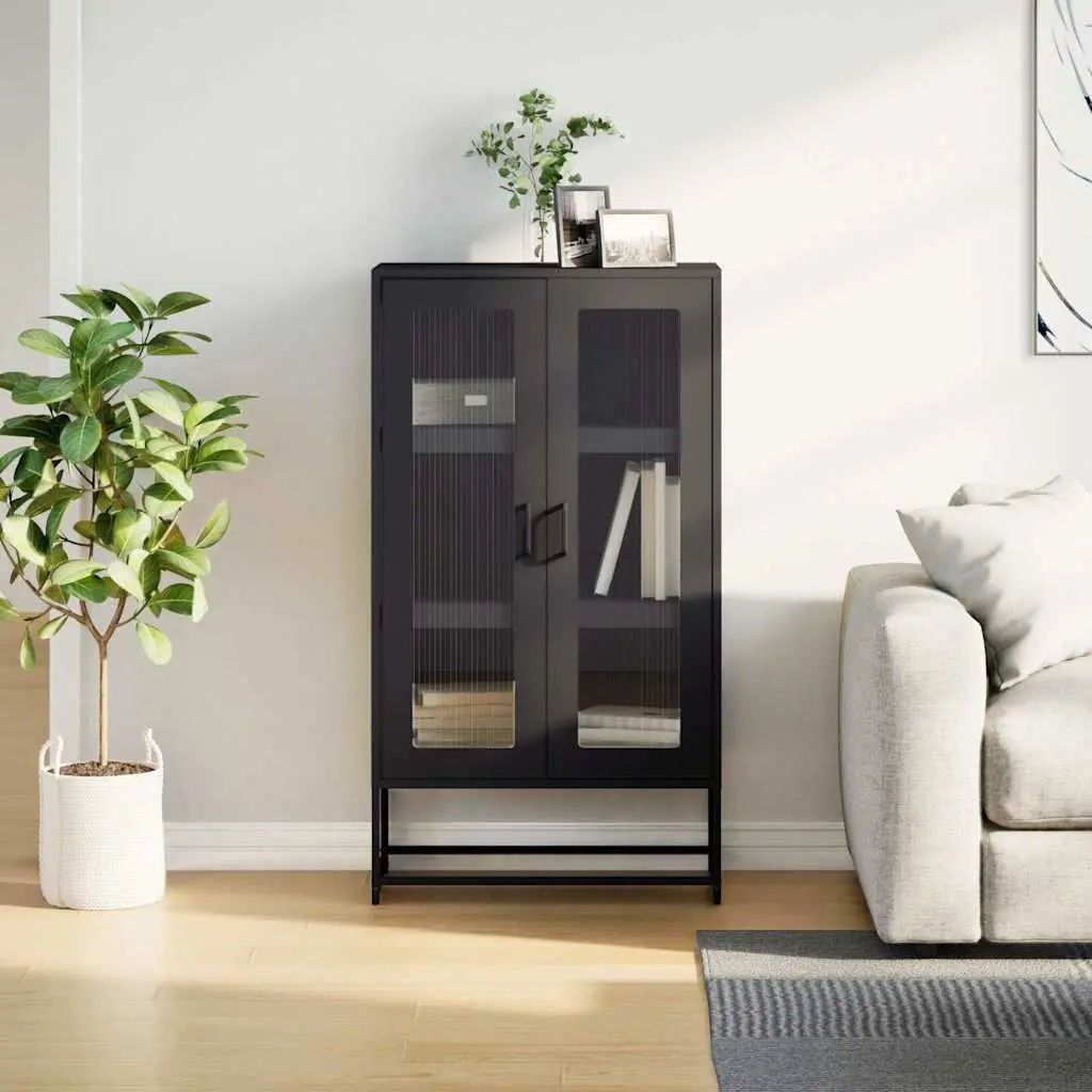Black Highboard Storage Cabinet for Dining Rooms