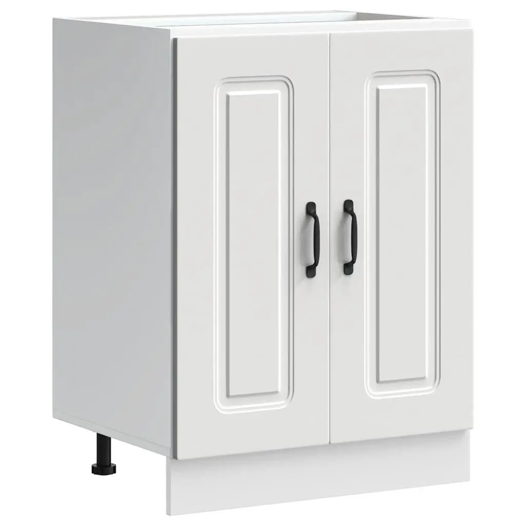 White Engineered Wood Sink Base Cabinet for Storage