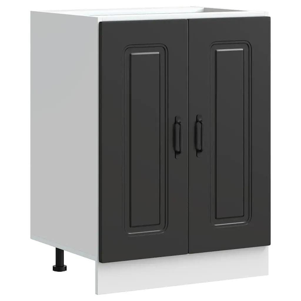 Black Sink Base Cabinet for Kitchen Storage 60x46x81.5cm