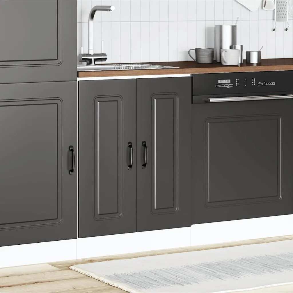 Black Sink Base Cabinet for Kitchen Storage 60x46x81.5cm