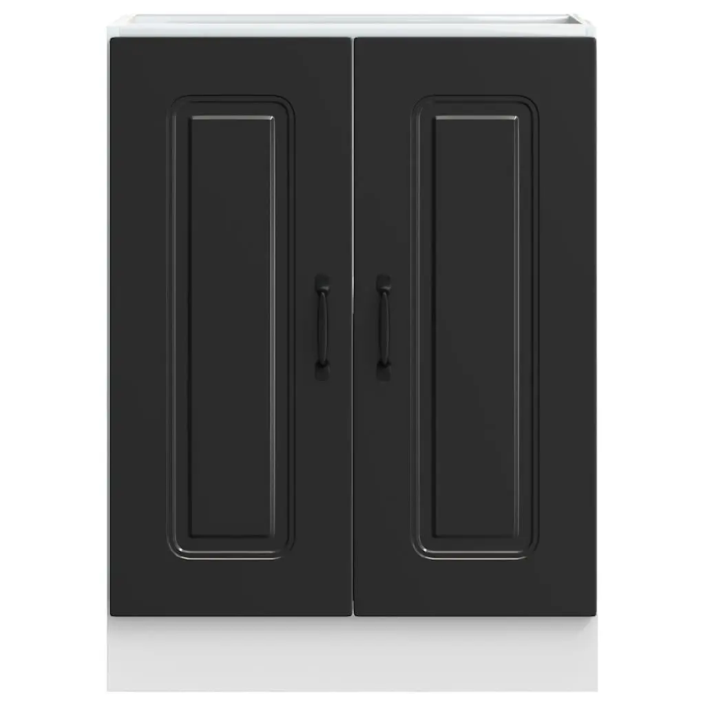 Black Sink Base Cabinet for Kitchen Storage 60x46x81.5cm