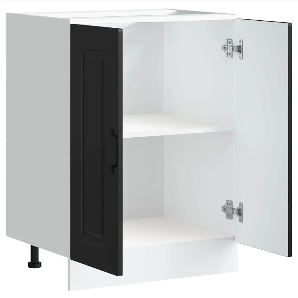 Black Sink Base Cabinet for Kitchen Storage 60x46x81.5cm