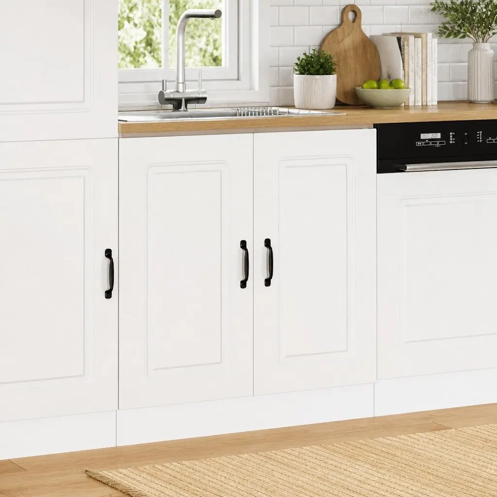 White Engineered Wood Sink Base Cabinet for Kitchen