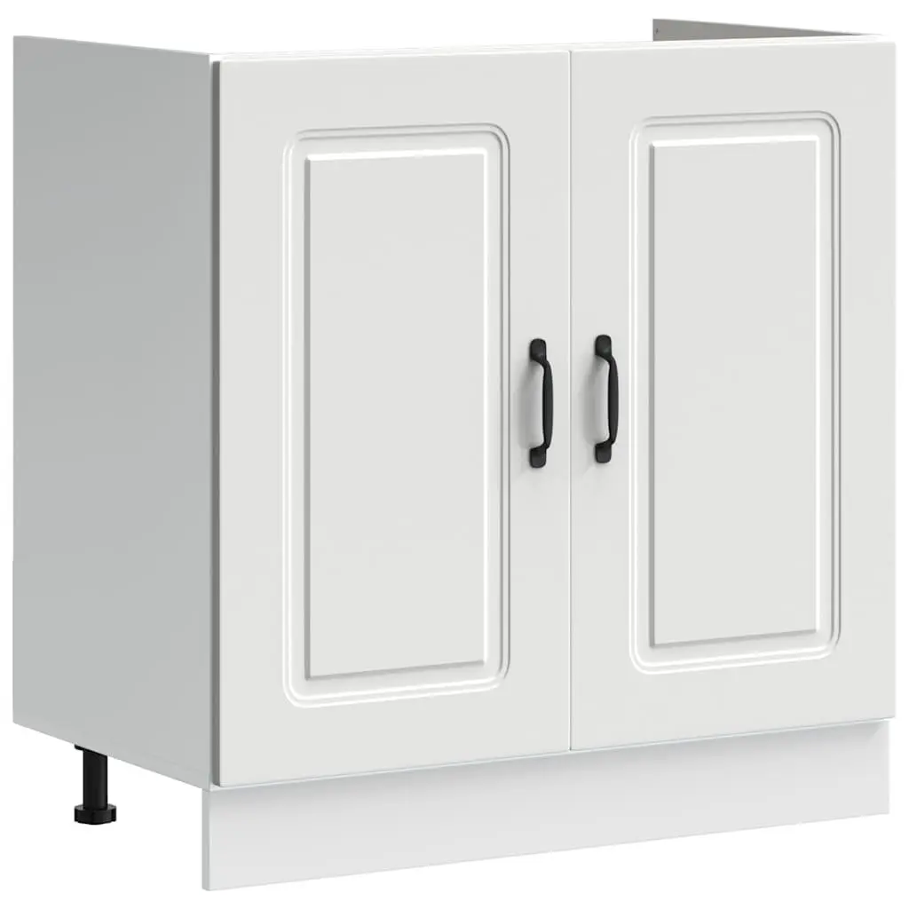 White Engineered Wood Sink Base Cabinet for Kitchen