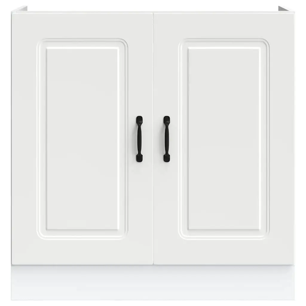 White Engineered Wood Sink Base Cabinet for Kitchen