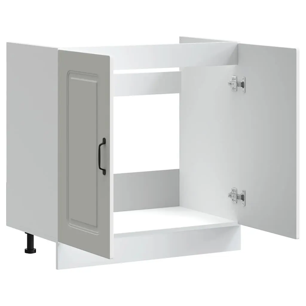 White Engineered Wood Sink Base Cabinet for Kitchen