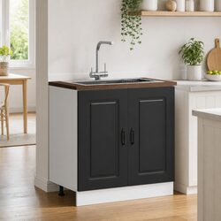 80cm Black Sink Base Cabinet for Kitchen Storage