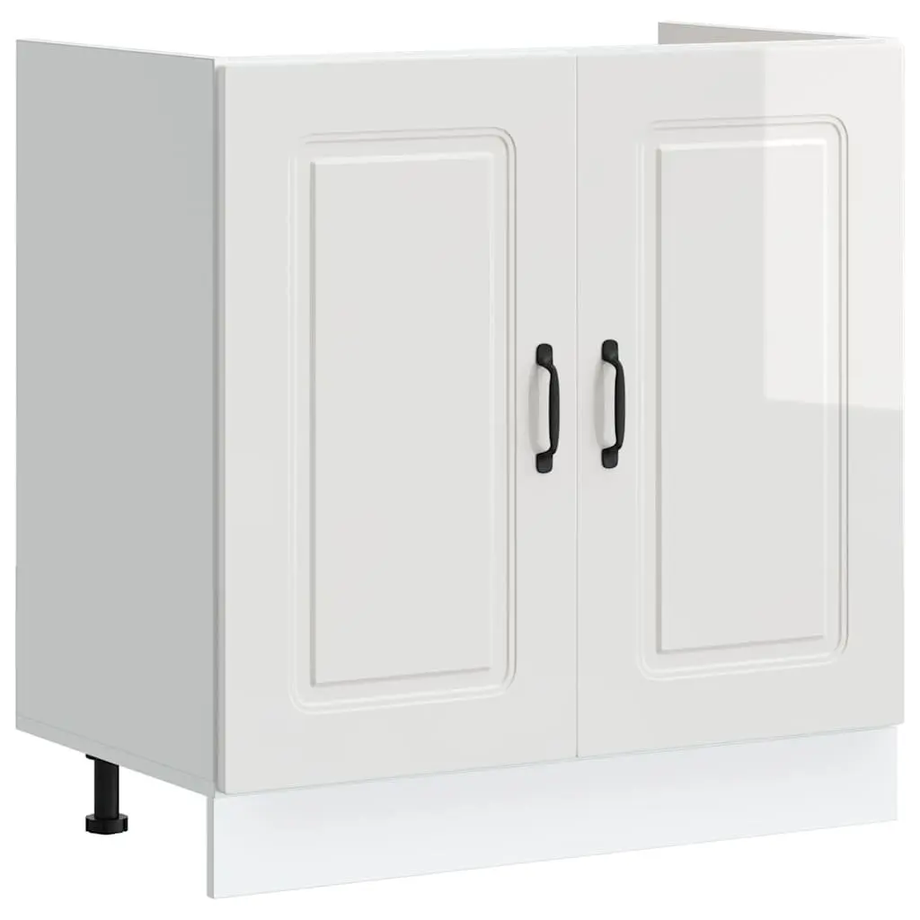 White High Gloss Sink Base Cabinet for Kitchen Storage