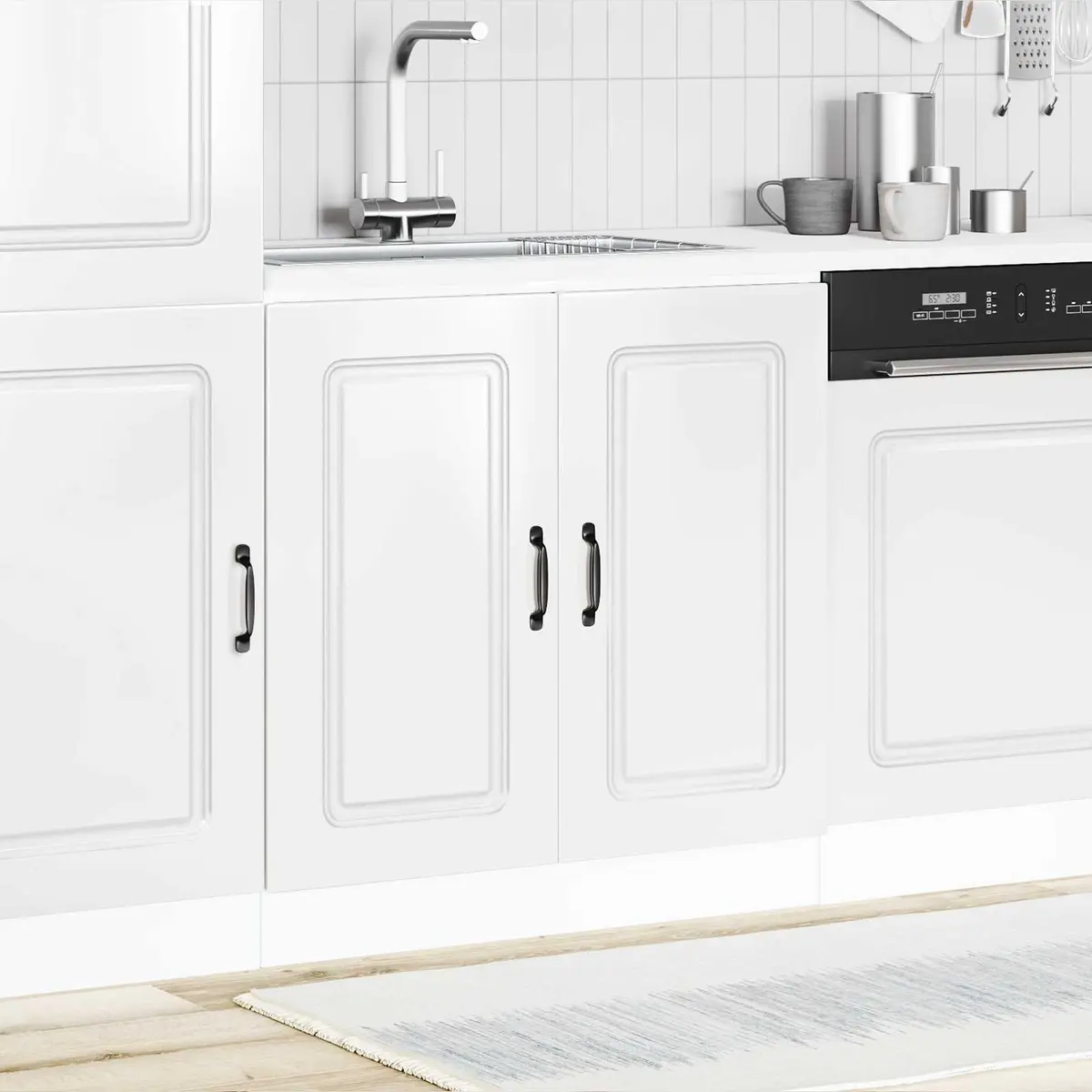 White High Gloss Sink Base Cabinet for Kitchen Storage