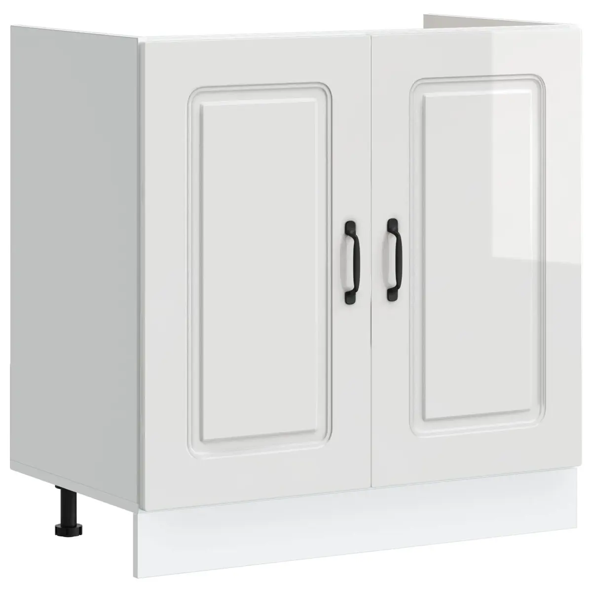 White High Gloss Sink Base Cabinet for Kitchen Storage