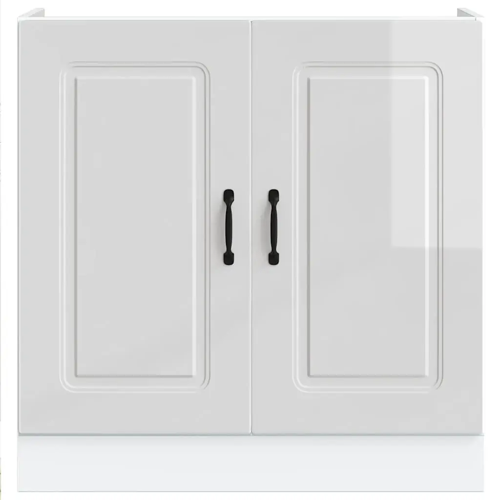 White High Gloss Sink Base Cabinet for Kitchen Storage