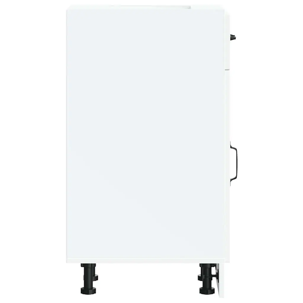 Engineered Wood Kitchen Storage Cupboard White Base Cabinet Adjustable Feet