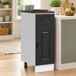 Black Engineered Wood Kitchen Base Cabinet with Door