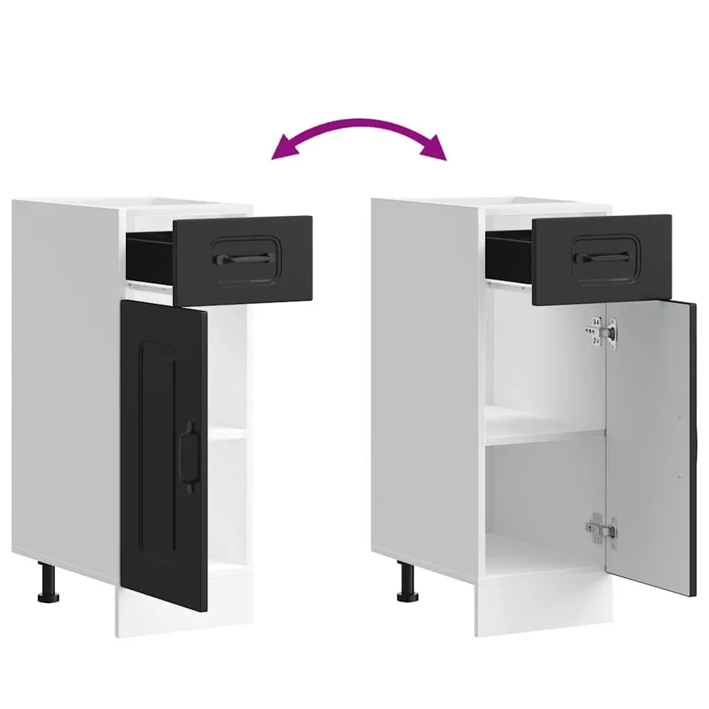 Black Engineered Wood Kitchen Base Cabinet with Door