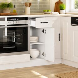 White High Gloss Engineered Wood Kitchen Base Cabinet