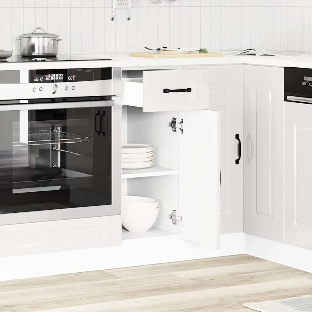 White High Gloss Engineered Wood Kitchen Base Cabinet