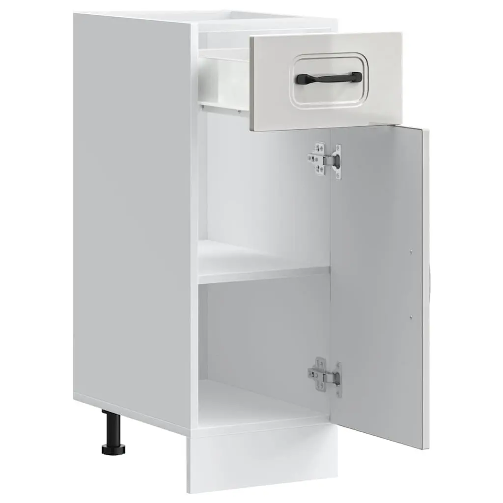 White High Gloss Engineered Wood Kitchen Base Cabinet