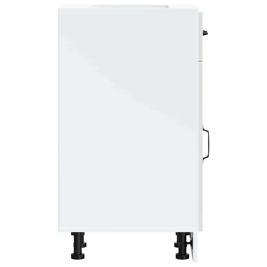 White High Gloss Engineered Wood Kitchen Base Cabinet