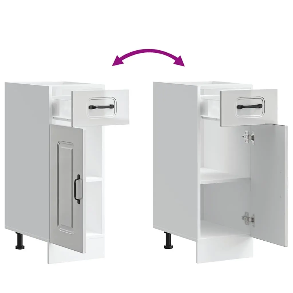White High Gloss Engineered Wood Kitchen Base Cabinet