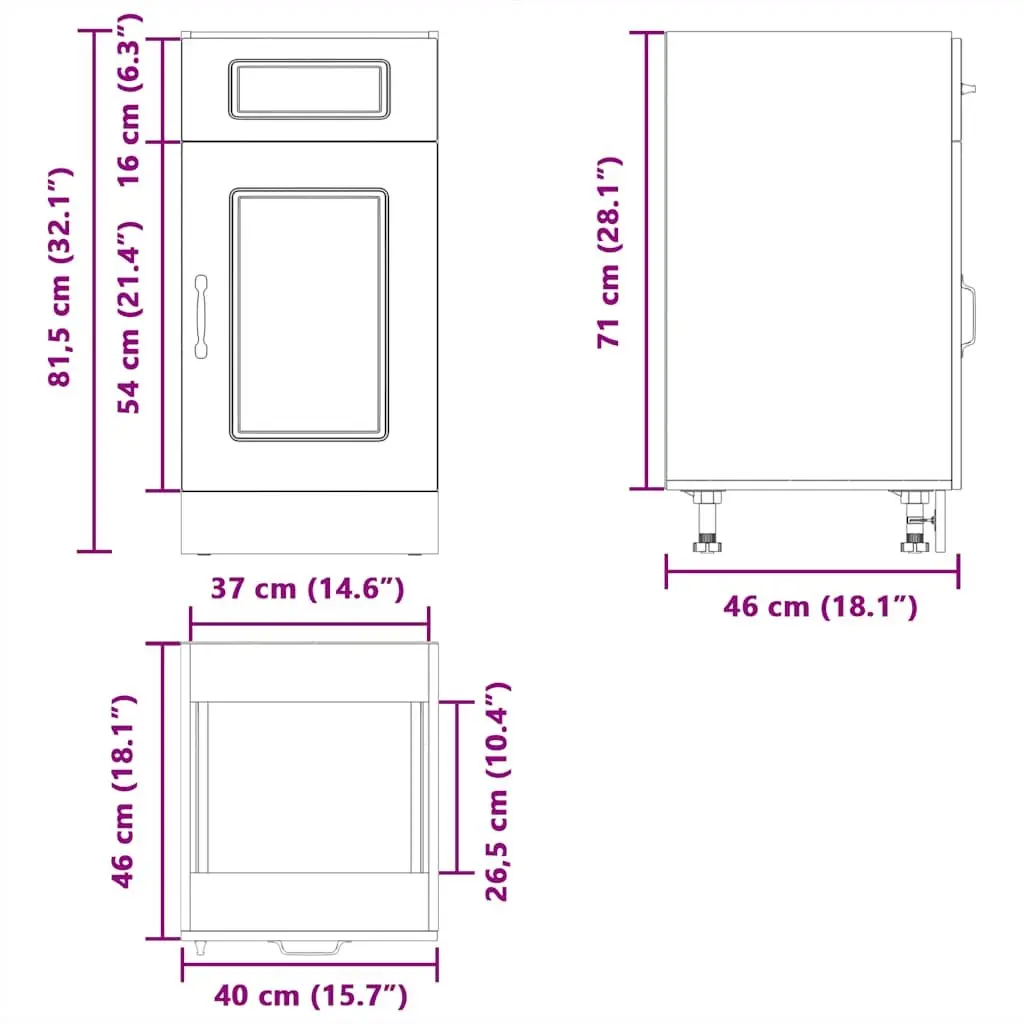 White High Gloss Kitchen Base Cabinet for Organised Living