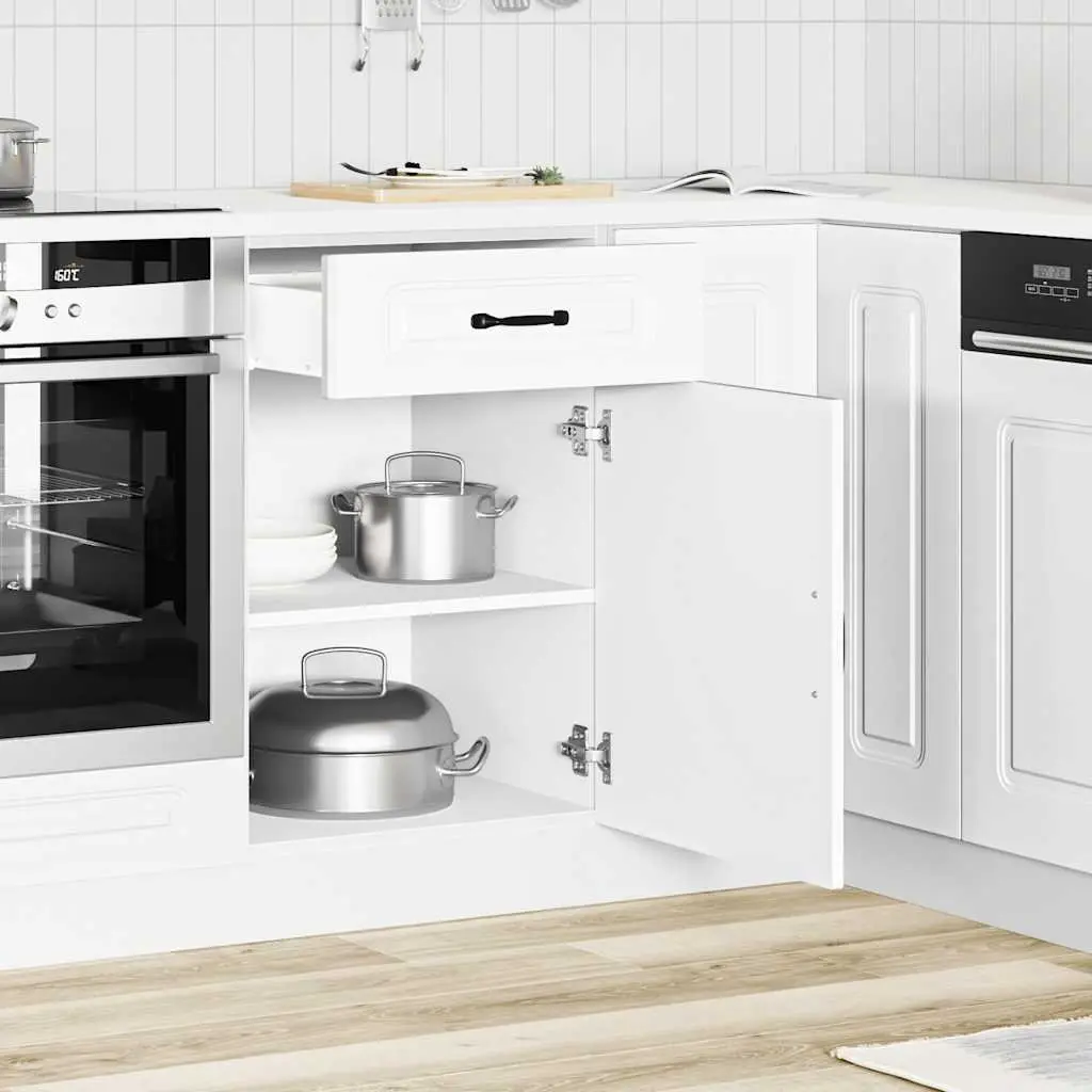 Kitchen Base Cabinet White Engineered Wood Storage Cupboard Size
