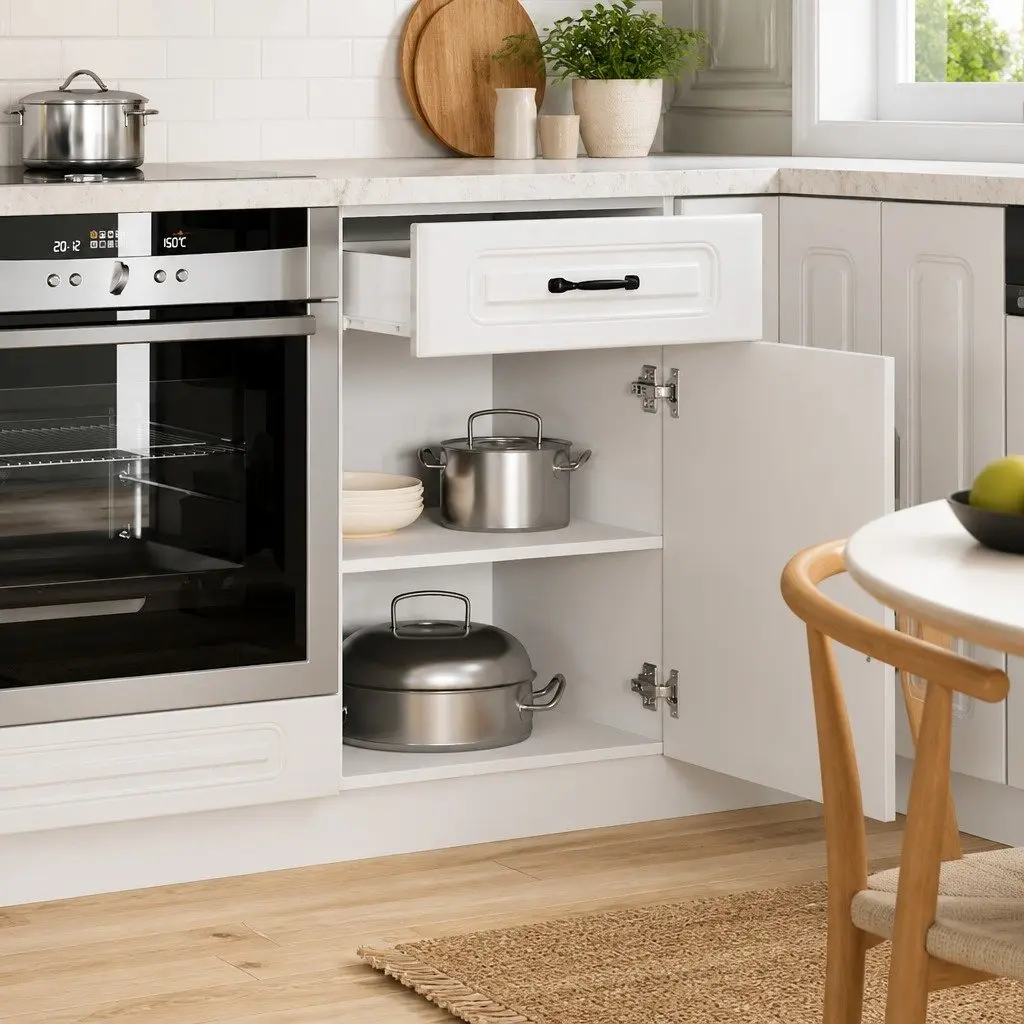 White High Gloss Kitchen Base Cabinet
