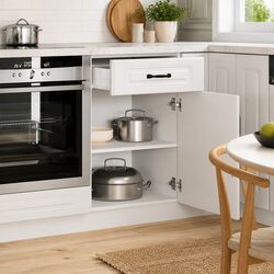 Elegant White High Gloss Kitchen Base Cabinet
