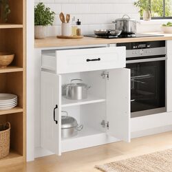 White Engineered Wood Kitchen Base Cabinet with Storage