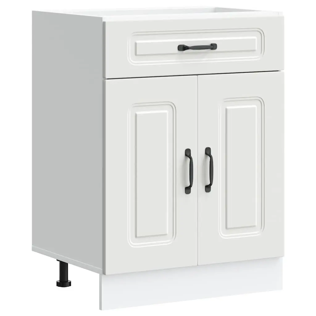 White Engineered Wood Kitchen Base Cabinet with Storage