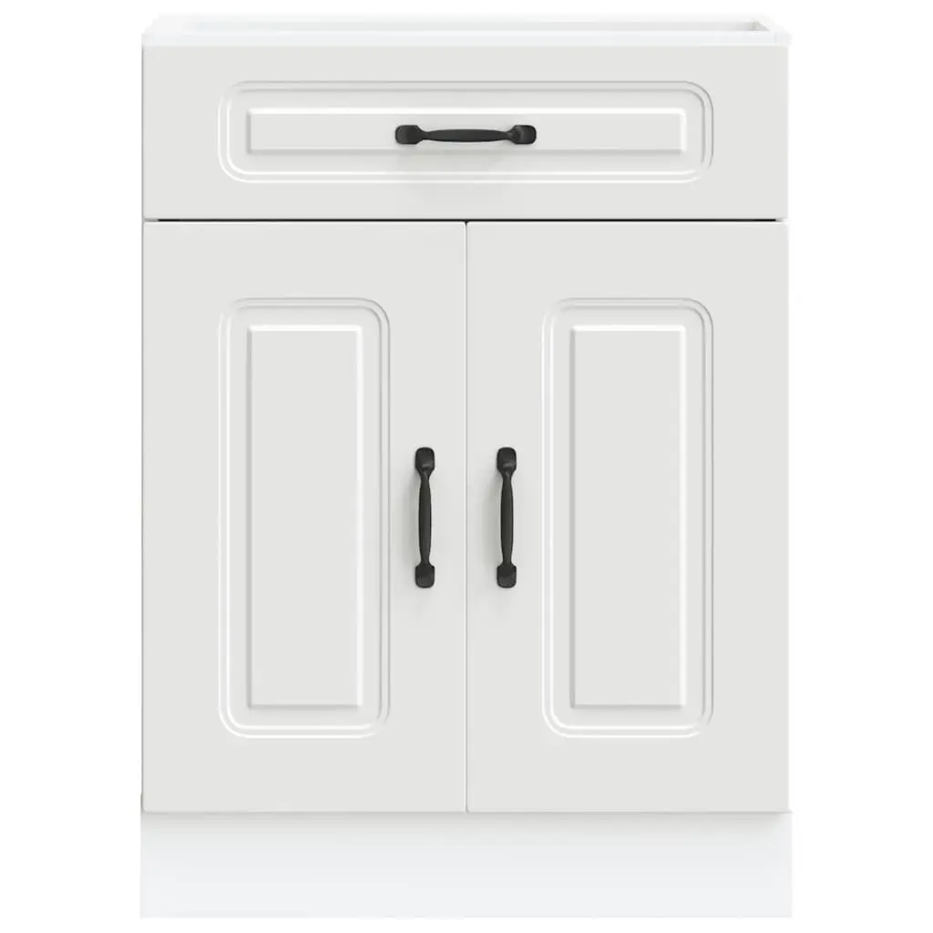 White Engineered Wood Kitchen Base Cabinet with Storage