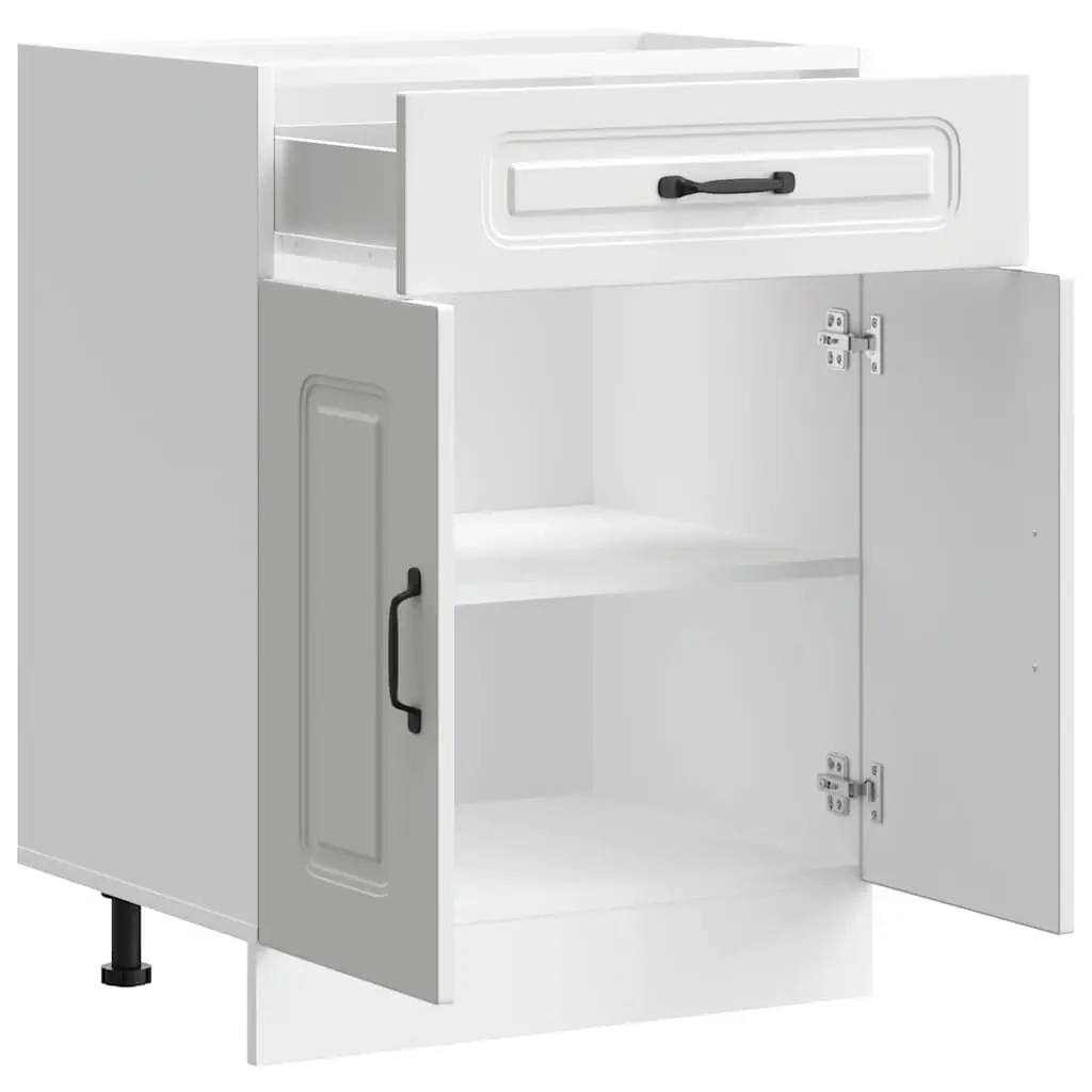 White Engineered Wood Kitchen Base Cabinet with Storage