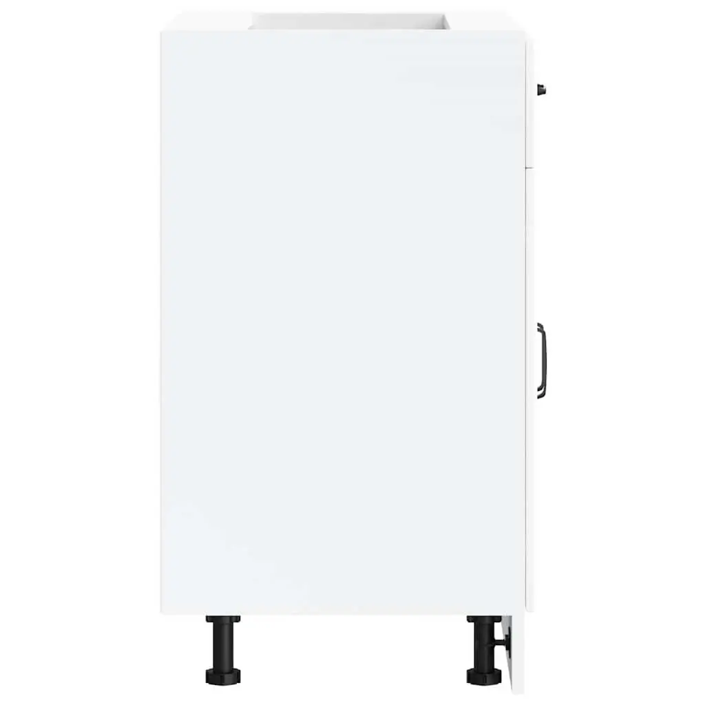 White Engineered Wood Kitchen Base Cabinet with Storage